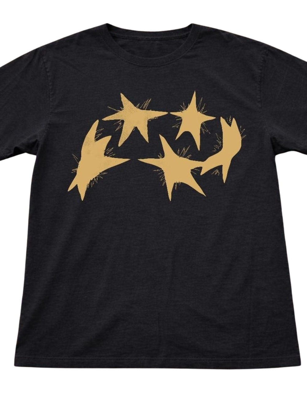 Black Graphic Starburst Tee in Gold Design
